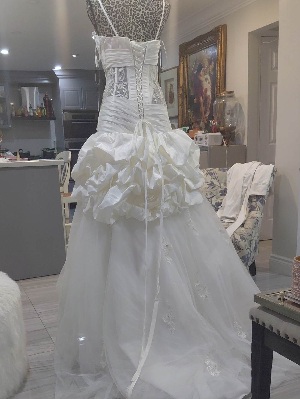 Clearance Sale Romantic Bridals Ivory And White  Lace Bridal Gown